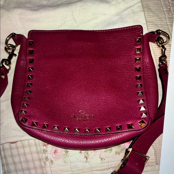 Valentino Burgundy Studded Crossbody Bag - Picture 6 of 8